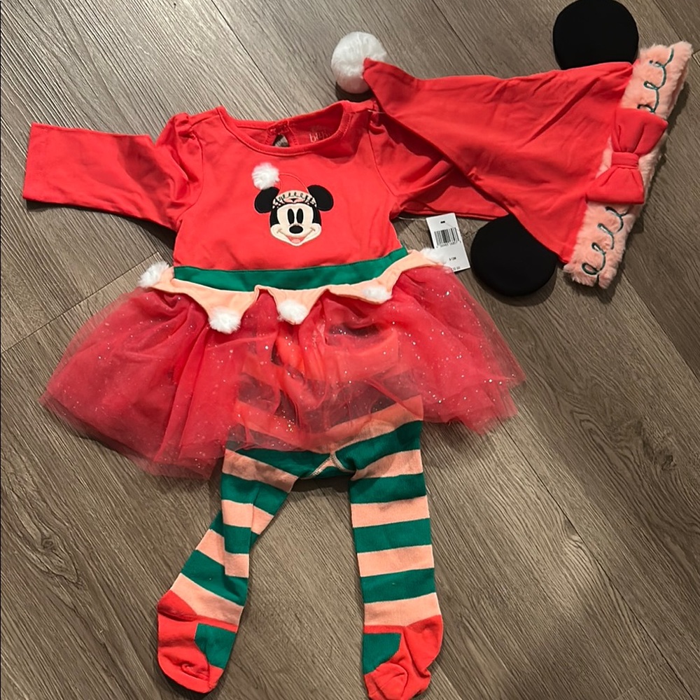 Red and Green Minnie Mouse Christmas Set